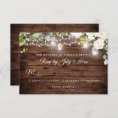 フローラ素朴ストリングライトウェディングRSVP 招待状 (正面/裏面)