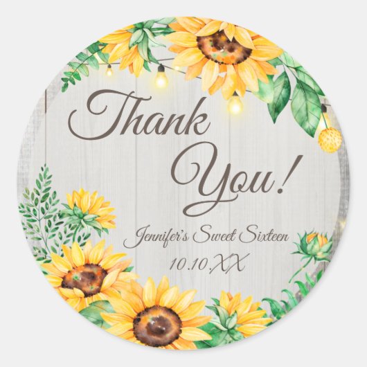 フローラ素朴ストリングライトサンキュー ラウンドシール (正面)