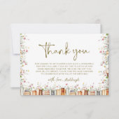 フローラ素朴ストーリーブック新しいチャプターブライダルシャワー サンキューカード (正面)
