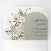 フローラ素朴セージ全結婚体を三つ折り 三つ折り招待状 (内部最初)