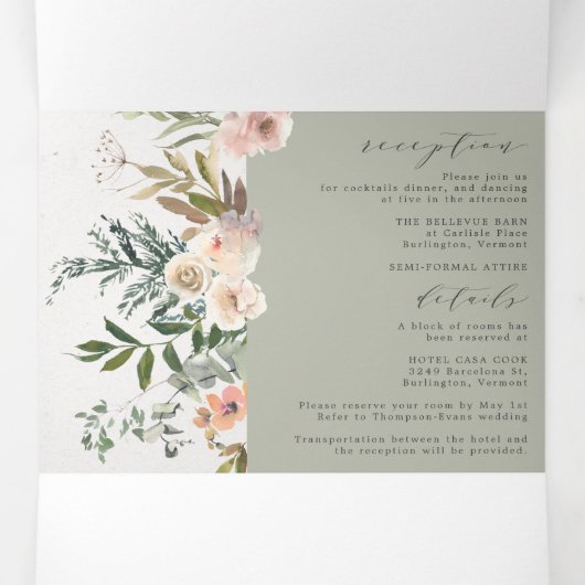 フローラ素朴セージ全結婚体を三つ折り 三つ折り招待状 (内部中)