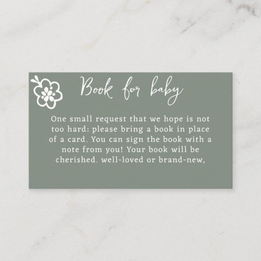 フローラ素朴セージ緑の赤ちゃんシャワー予約リクエスト エンクロージャーカード (正面)