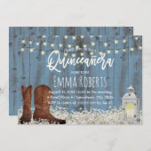 フローラ素朴ダスティブルーキンセアニェラ誕生日 招待状 (正面/裏面)