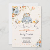 フローラ素朴ツインカボチャドライブバイベビーシャワー 招待状 (正面)