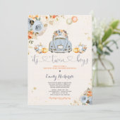 フローラ素朴ツインカボチャドライブバイベビーシャワー 招待状 (スタンド正面)