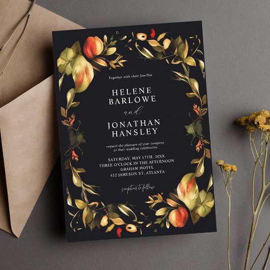 フローラ素朴テラコッタラストムーディ秋の結婚式 招待状