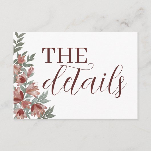 フローラ素朴テラコッタ結婚の詳細 エンクロージャーカード (正面)