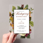 フローラ素朴テラコッタ |ティール(緑がかった色)感謝祭ディナー アクリル招待状 (インサイチュ (ポータブル))