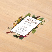 フローラ素朴テラコッタ |ティール(緑がかった色)感謝祭ディナー アクリル招待状 (レイダウン)