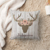 フローラ素朴ディアバックヘッド〔雄ジカの〕枝角オンウッド クッション (ブランケット)
