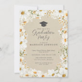 フローラ素朴デイジー水彩卒業パーティー 招待状 (正面)