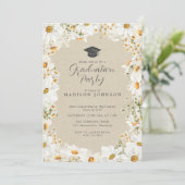 フローラ素朴デイジー水彩卒業パーティー 招待状 (スタンド正面)