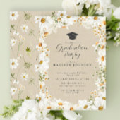 フローラ素朴デイジー水彩卒業パーティー 招待状