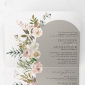 フローラ素朴トープ全結婚体を三つ折 三つ折り招待状 (内部最初)