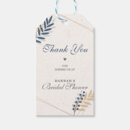 フローラ素朴ネイビーブルーブライダルシャワーサンキュー ギフトタグ