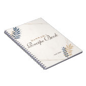 フローラ素朴ネイビーブルー金ゴールドブライダルシャワーレシピ ノートブック (右側)