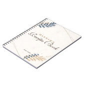 フローラ素朴ネイビーブルー金ゴールドブライダルシャワーレシピ ノートブック (左側)