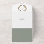 フローラ素朴ハートQRコードSage Green結婚s オールインワン招待状 (外側)