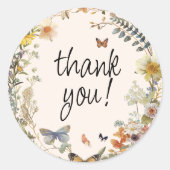 フローラ素朴バタフライ男女兼用ありがとう ラウンドシール (正面)