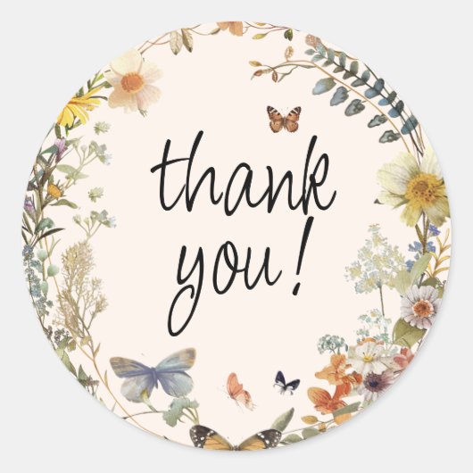 フローラ素朴バタフライ男女兼用ありがとう ラウンドシール (正面)