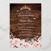 フローラ素朴バラ金ゴールドバタフライキンセアニェラ 箔招待状 (正面)