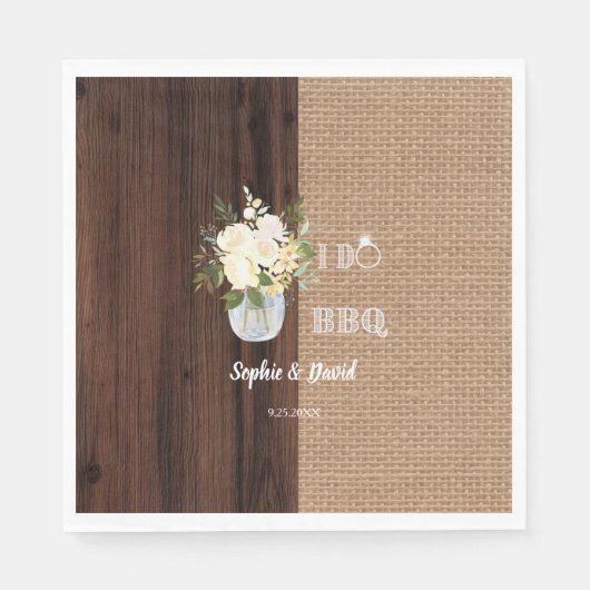 フローラ素朴バーラップオールドバーンI DOバーベキュー スタンダードランチョンナプキン (正面)