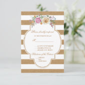 フローラ素朴バーラップストライプウェディングRSVP 出欠カード (スタンド正面)