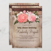 フローラ素朴バーラップバームウッドベビーシャワー 招待状 (正面/裏面)