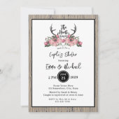 フローラ素朴バーンウッド狩りがカップルのシャワー上にある 招待状 (正面)