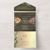 フローラ素朴バーンウッド結婚ズ オールインワン招待状 (内側)