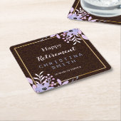 フローラ素朴パステルウォーターカラーリタイアメントパーティー スクエアペーパーコースター (アングル)