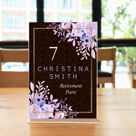 フローラ素朴パステルウォーターカラーリタイアメントパーティー テーブルナンバー