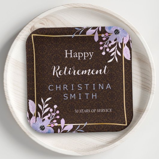 フローラ素朴パステルウォーターカラーリタイアメントパーティー ペーパープレート