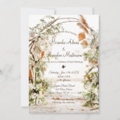 フローラ素朴パームアーチトロピカルビーチ結婚式 招待状 (正面)
