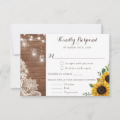 フローラ素朴ヒマワリひもライトRSVP 招待状 (正面)