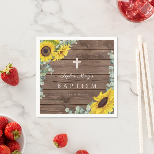 フローラ素朴ヒマワリ十字洗礼 スタンダードカクテルナプキン (インサイチュ)