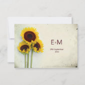 フローラ素朴ヒマワリ結婚の詳細カード セーブザデート (裏面)