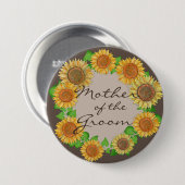 フローラ素朴ヒマワリTaupe新郎の母 缶バッジ (正面&裏面)