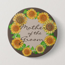 フローラ素朴ヒマワリTaupe新郎の母 缶バッジ