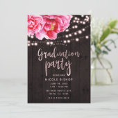 フローラ素朴ピンクウッドライト卒業パーティー 招待状 (スタンド正面)