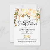 フローラ素朴ピンクオレンジ秋ブライダルシャワー 招待状 (正面)