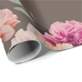 フローラ素朴ピンクピーチシャビーシックモダン ラッピングペーパー (ロールコーナー)