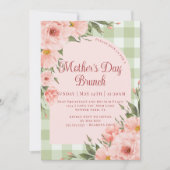 フローラ素朴ピンクミントグリーンマザーズデイブランチ 招待状 (正面)