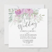 フローラ素朴ピンクユーカリ結婚式招待状 (正面)