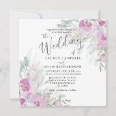 フローラ素朴ピンクユーカリ結婚式招待状 (正面)