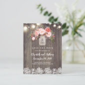 フローラ素朴ピンク日付の保存 案内ポストカード (スタンド正面)