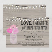 フローラ素朴ピンク赤面ブライダルシャワー招待 招待状 (正面/裏面)