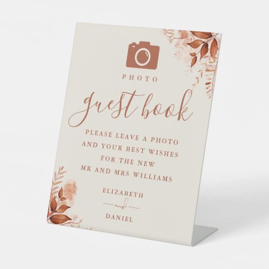 フローラ素朴フォトゲストブック秋の結婚式 台座サイン (正面)