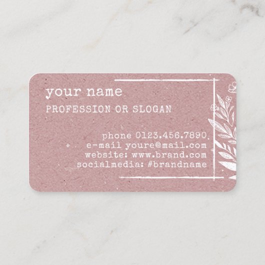 フローラ素朴ブティックフラワークラフト紙バラ 名刺 (裏面)