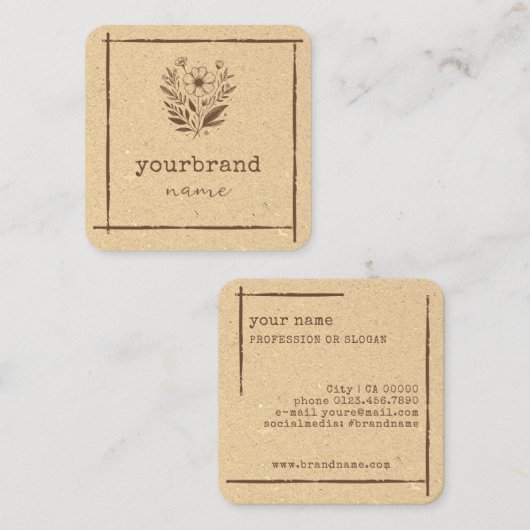 フローラ素朴ブティック文房具花屋 スクエア名刺 (正面/裏面)